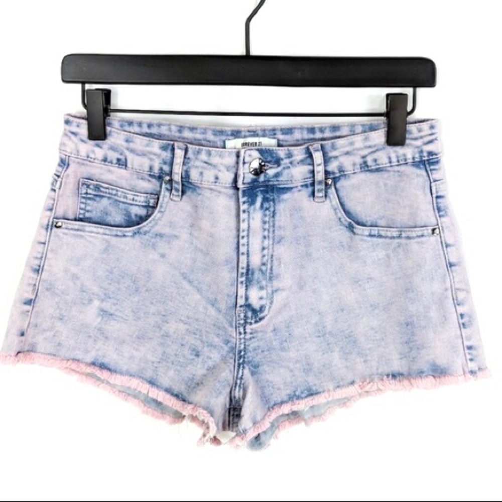 Forever 21 - Pink Acid Wash Jean Shorts